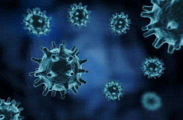 Pathogen of a dangerous coronavirus that has caused epidemics around the world in realistic 3D visualization