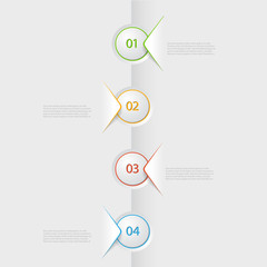 Business infographics. Timeline with 4 steps, labels. Vector infographic element.