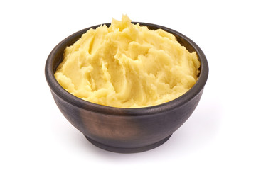 Mashed potatoes, isolated on white background