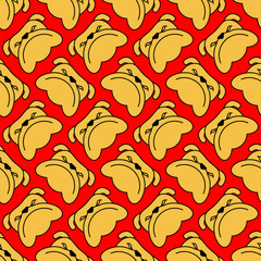 Angry dog face pattern seamless. vector background