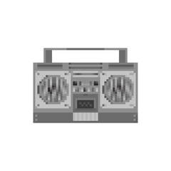 Audio tape recorder pixel art. Boombox 8 bit. Pixelate vector illustration