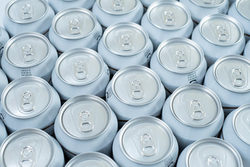 aluminum color grouped soda cans