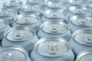 aluminum color grouped soda cans