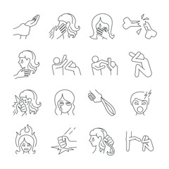 Fototapeta premium line icons set, violence, beating a person