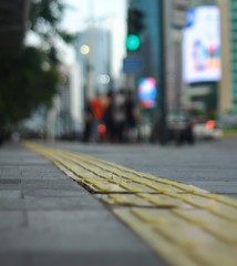 Obraz premium a special road for the blind in the Jakarta area.