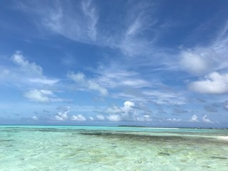 tropical beach with blue sky