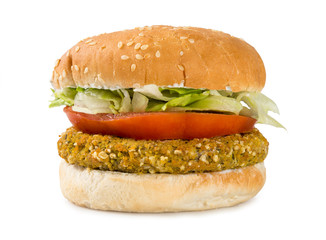 Hamburguesa sobre fondo blanco