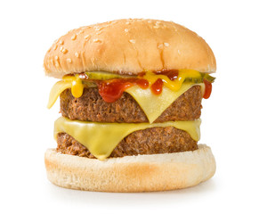 Hamburguesa sobre fondo blanco