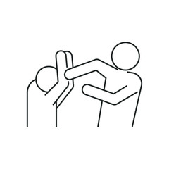 line icon, beating with hands of one person - another