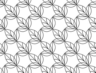 Flower geometric pattern. Seamless vector background. White and black ornament. Ornament for fabric, wallpaper, packaging. Decorative print