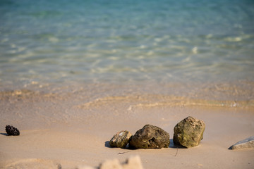 rock on Vathy beach, Thassos island, Greece