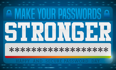 Digital Window Promoting to Make Strong Passwords in its Day, Vector Illustration