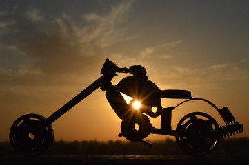 Fototapeta premium silhouette of a biker