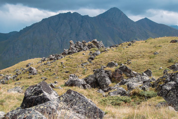 Mountain landscapes and blue sky with white clouds