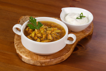 Wild mushroom soup with sour cream