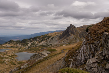 Beautiful view from the Seven Rila lakes in the Rila mountain, Bulgaria