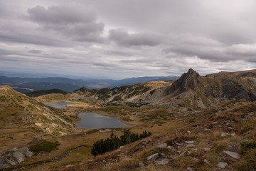 Beautiful view from the Seven Rila lakes in the Rila mountain, Bulgaria