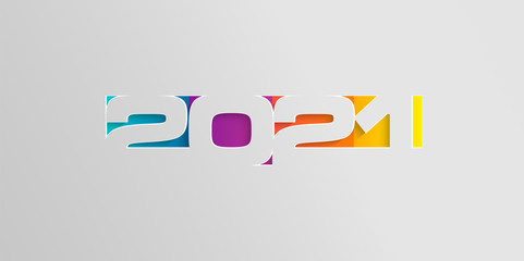 Happy 2021 new year card in paper style for your seasonal holidays flyers, greetings and invitations cards and christmas themed congratulations and banners. Ox year. Vector illustration.