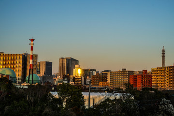 Fototapeta premium 横浜市の街並みと夕景