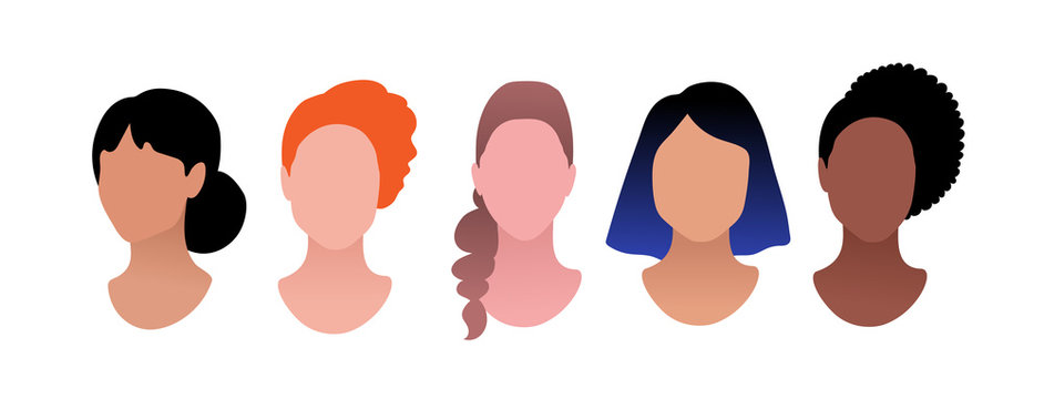 Vector illustration set of female profile pictures