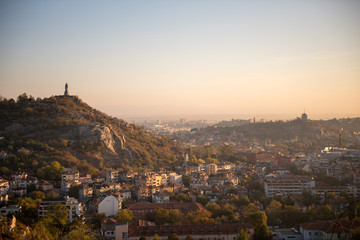 Sights from Jandem tepe in Plovdiv, Bulgaria