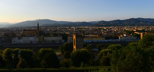 Panorama of Florence during sunset, Italy