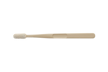 Toothbrush made of recycling material on white background. Top view