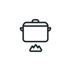 minimal cooking icon - cooking pot symbol - line vector