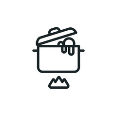minimal cooking icon - boiling pot symbol - line vector