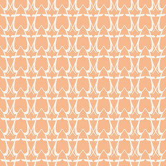 Organic lattice seamless pattern created with a small script letter T and symmetry. Orange abstract vector illustration background.
