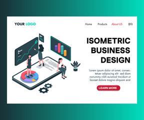 Isometric Artwork Concept of business design