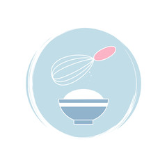 Wisk kitchen tool icon logo vector illustration on circle with brush texture for social media story highlight