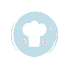 Chef hat icon logo vector illustration on circle with brush texture for social media story highlight