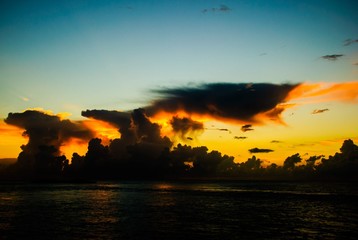 sunset over the sea, bahamas