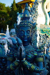 A beautiful view of Wat Rong Suea Ten, the Blue Temple at Chiang Rai, Thailand.