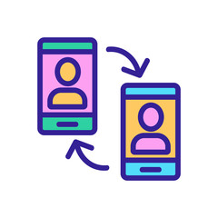 information exchange between phones icon vector. information exchange between phones sign. color symbol illustration