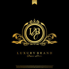 Logo Initial letter LA luxury vector mark, gold color elegant classical symmetric curves decor.