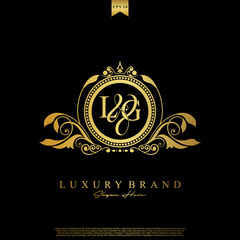 Logo Initial letter LG luxury vector mark, gold color elegant classical symmetric curves decor.