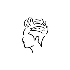 barbershop, hair line illustration icon on white background