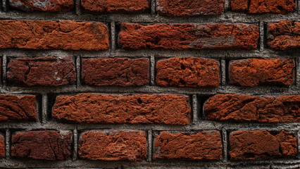 Abstract brick wall background, closeup. Red brick wall texture.