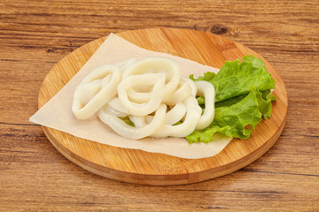 Raw squid rings for cooking