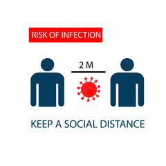 Keep a social distance. The concept of prevention of coronavirus. Poster. Vector illustration