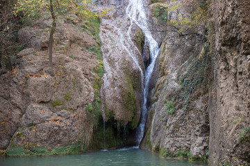 Fototapeta na wymiar Beautiful sights from the Hotnishki waterfall, near Veliko Tarnovo, Bulgaria