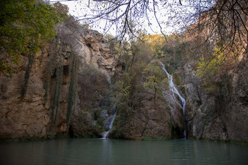 Fototapeta na wymiar Beautiful sights from the Hotnishki waterfall, near Veliko Tarnovo, Bulgaria