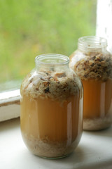 a can of kvass stands on a windowsill
