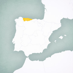 Map of Iberian Peninsula - Asturias