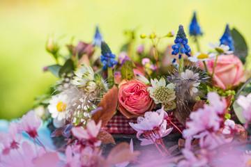 Spring blossom wreath with roses