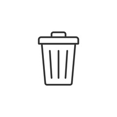 Trash can line icon with editable stroke. Simple black outline flat style design. Isolated on white background. Vector illustration.