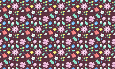 Vector Floral Seamless Pattern Autumn Background, Summer Themes