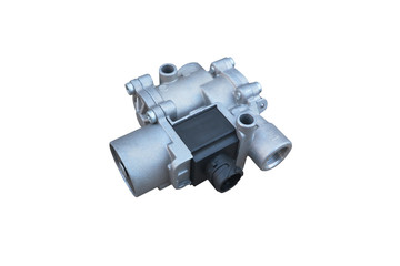 ABS modulator of the brake system with a magnetic valve for a truck isolated on white background....